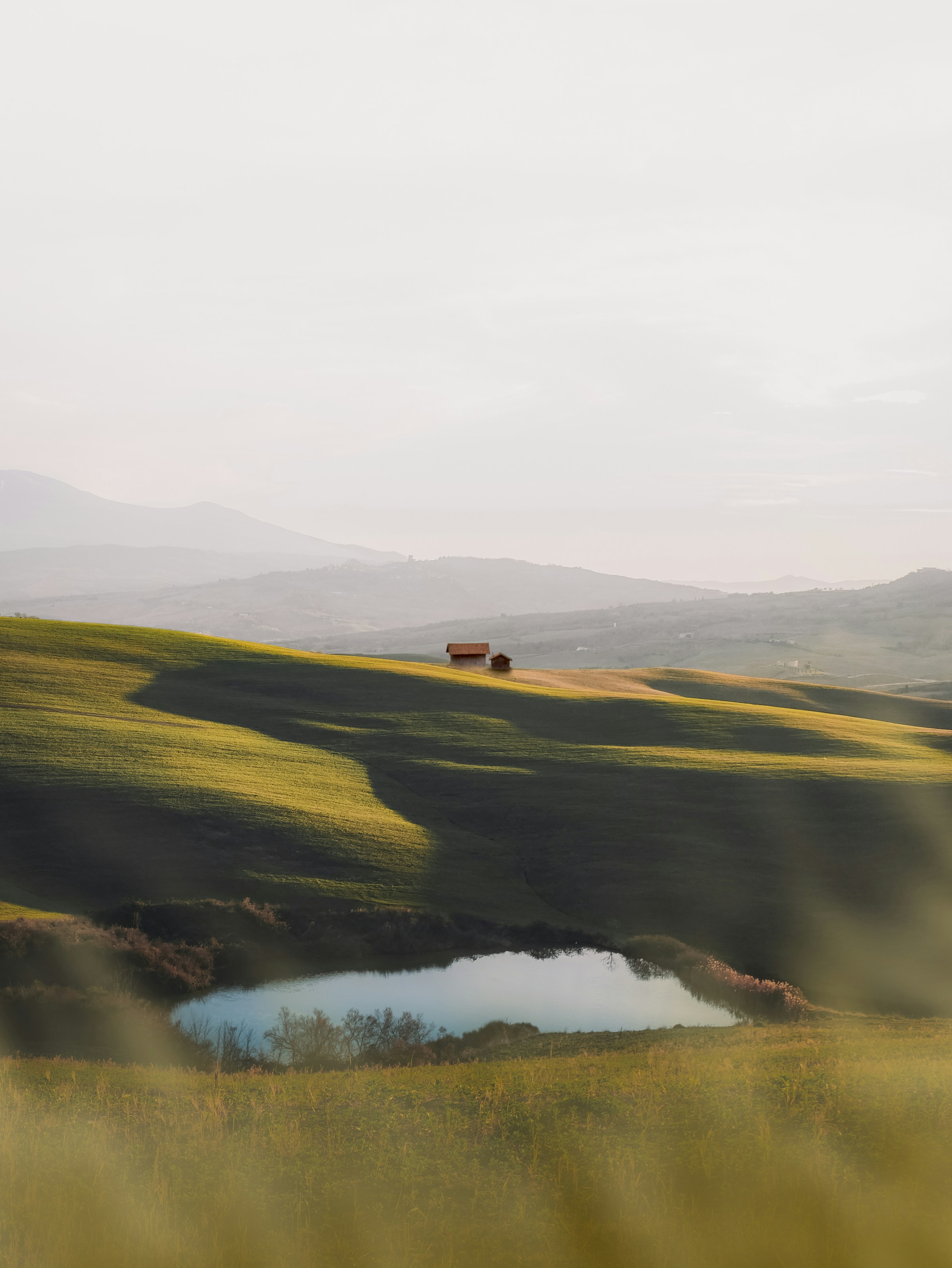 Cultivated farmland across rolling hills